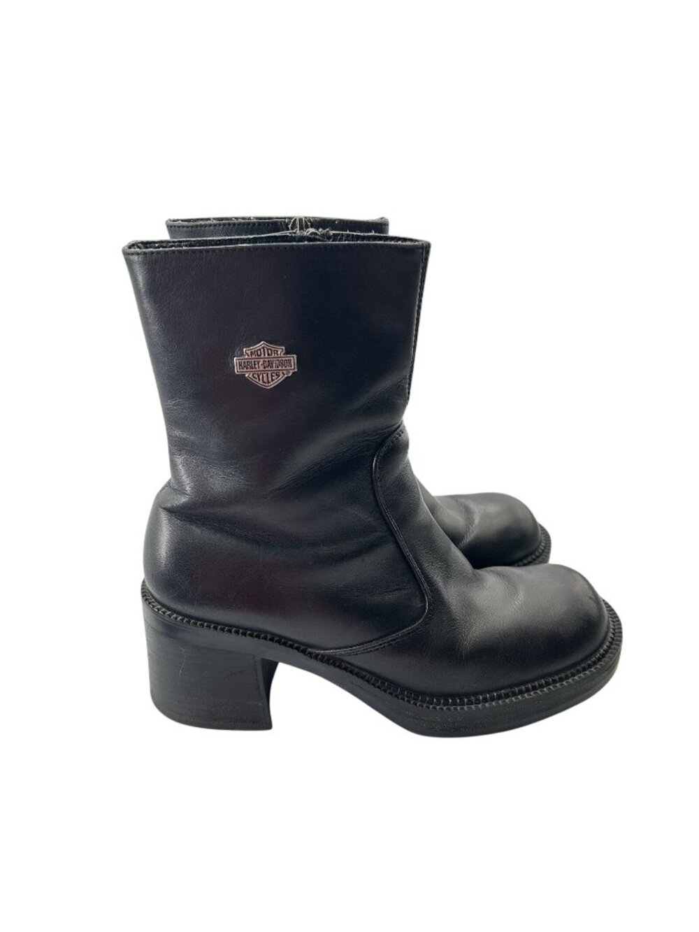 Vintage Harley-Davidson Women's Size 7.5 Leather Mid-Calf Block Heel Boots